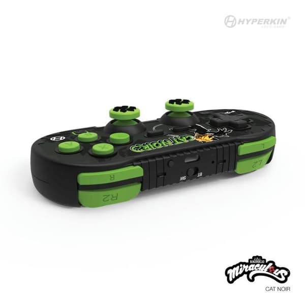 Hyperkin Pixel Art Miraculous Bluetooth Controller för Nintendo Switch/PC/Mac/Android (Cat Noir) svart och grönt