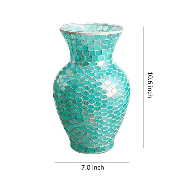 Mosaikglasvas 26,7cm hög Blå|Blå,|