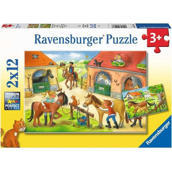 Ravensburger Vakantie op de manege barnpussel - 2 x 12 bitar - Djur Flerfärgad