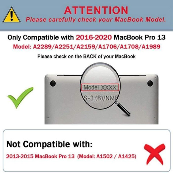 TECOOL MacBook Pro 13 tum 2020 2019 2018 2017 2016 Fodral (Modell: A2289-A2251-A2159-A1706-A1708-A1989) - Rosa kristall Rosa Kristall