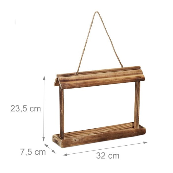 Relaxdays Fågelmatare i trä, hängande, HLP: 23,5x32x7,5 cm, trädgård, matdispenser, brun brun, brun ljus