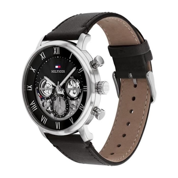 Klocka - Tommy Hilfiger - 1710565 - Svart läder - 44 mm - Vattentålig 5 bar Svart