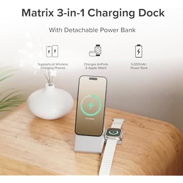 Laddare - ALOGIC - MATRIX+ 3-i-1 - Trådlös laddning - Stöd - Förvaring Svart