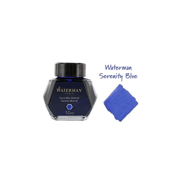 WATERMAN bläck för bläckpenna, färg Blå Serenity, flaska 50 ml Serenity Blue raderbart bläck
