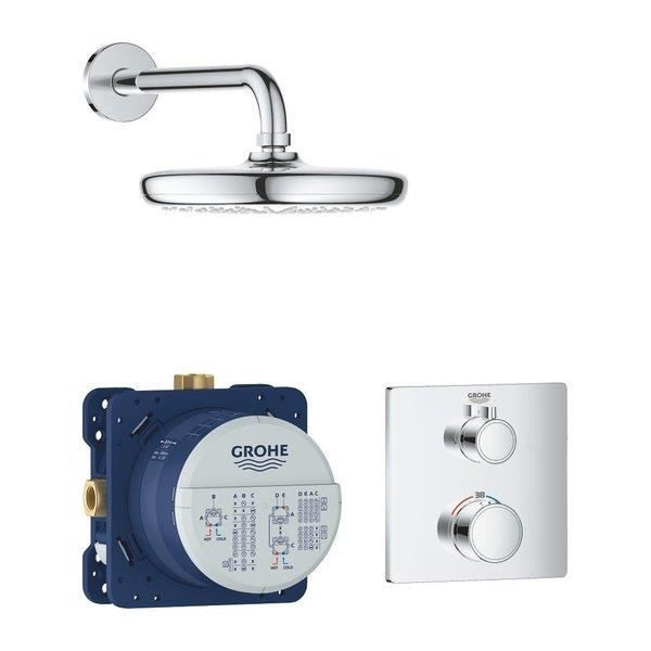 Grohe Grohtherm Perfect Dold duschkomfortset avslutningsdel för rektangulär termostatisk duschventil