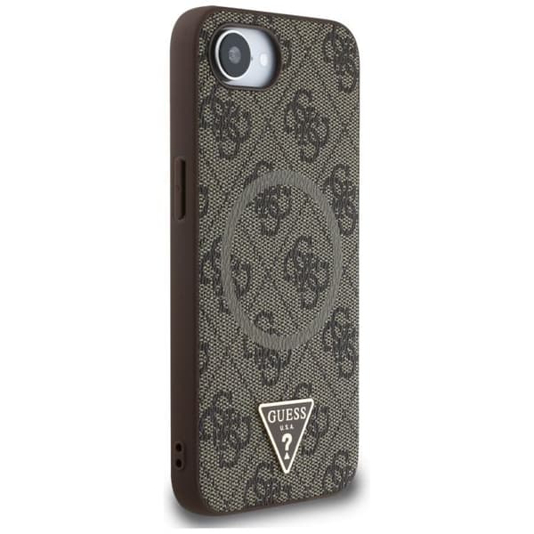 Coque Guess 4G Ring Triangle Logo MagSafe för iPhone 16e - Brun Brun