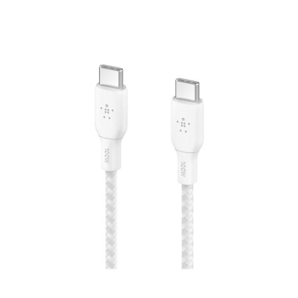 100w USB-C till USB-C flätad kabel 3M Vit