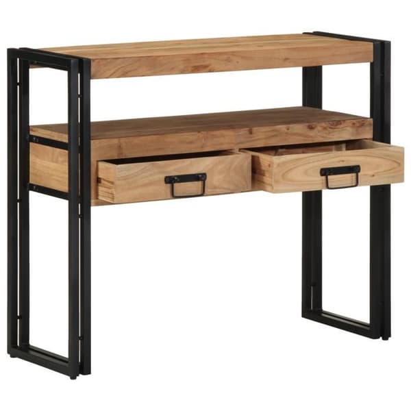 Bordskonsol - Massiv Akacia - Svart - Rektangulär - 90x33x75 cm brun