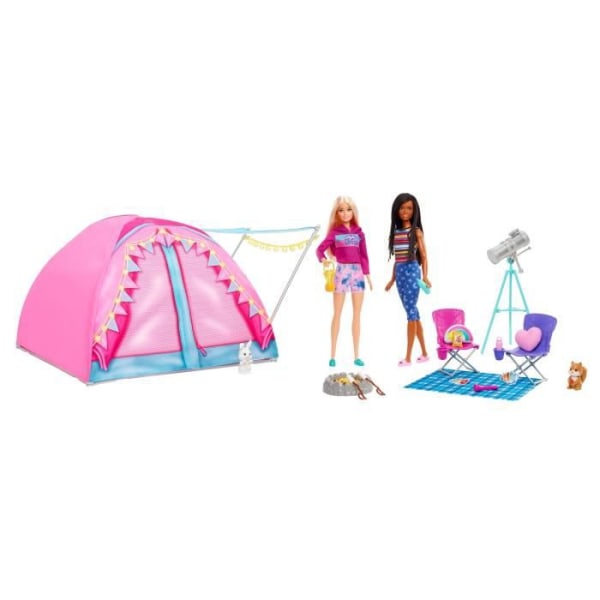 Barbie - Campingset och 2 dockor - docka - 3 år och + Flerfärgad