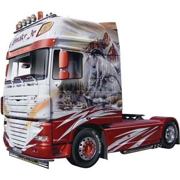 Modelllastbil DAF XF-105 Showtruck Röd Guld Naturmetall Röd, guld, naturmetall, orange, vit
