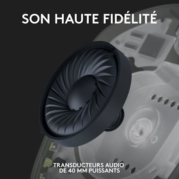 Spelheadset - Trådlöst - Logitech G - G435 Lightspeed - Med mikrofon - Svart Svart
