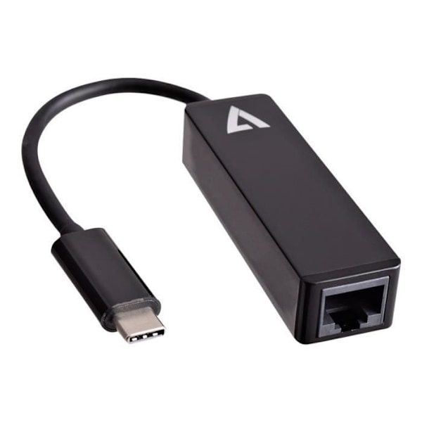 V7 Gigabit Ethernet-kort för dator/notebook - USB Typ C - 1 port - Twisted Pair Svart