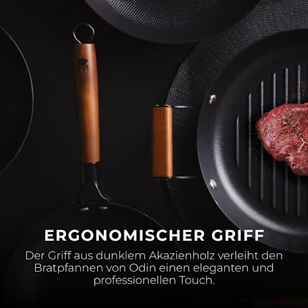 Masterpro Odin Cast Iron 2-delad stekpanna set Svart