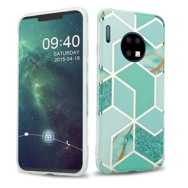 Cadorabo Fodral till Huawei MATE 30 Marble Guld Ljusgrön Nr 3 Cover Protection TPU Silikonfodral