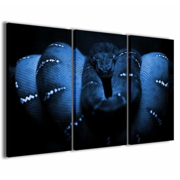 Stampe su tela - 3PEZZI3495 - , Blu Snake Modern målning i 3 paneler redan inramade, redo att hängas, 90 x 60 cm