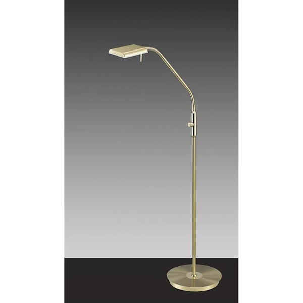 Trio , Golvlampa, Bergamo inkl. 1 x LED, SMD, 12,0 Watt, 3000K, 1100 Lm. Akryl, vit, kropp: metall, matt mässing L:27,0 cm,