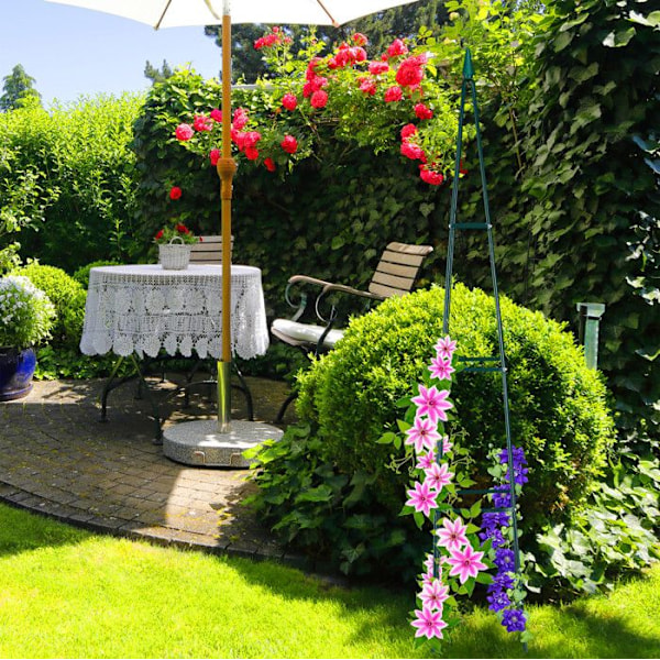 Relaxdays Garden Stake, 192 cm hög pyramid, Rosenbuskepelare, Klätterväxtbåge, Båge, järn, mörkgrön Mörkgrön