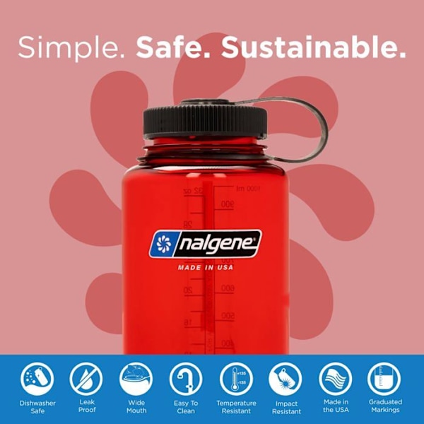 Gourde - bidon - flaska med isolering Nalgene - 2020-3632 - Flaska med bred spout WM 1 L Röd