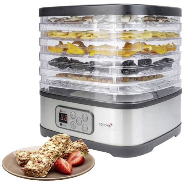 Korona 57011 Dehydrator med Cereal Bar Mould | 8-72 timmars timer | BPA-fri | LED-display, rostfritt stål rostfritt stål