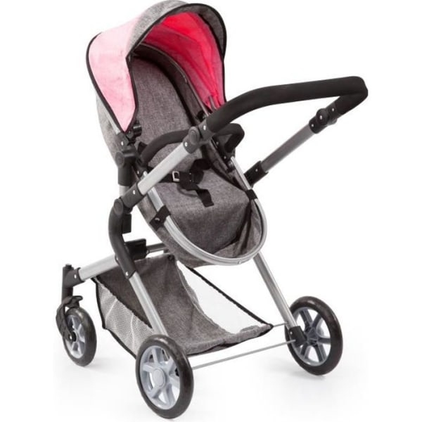 BAYER Neo Star dockvagn grå och rosa med axelväska och integrerad justerbar varukorg - konvertibel barnvagn