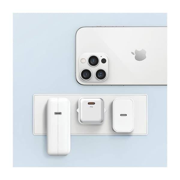 Laddare - USAMS - PD20W - Snabbladdning - USB-C/Lightning-kabel - Vit Vit