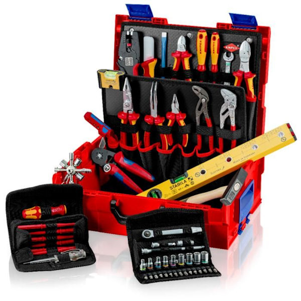 Verktygsväska - Knipex - L-Boxx 00 21 19 LB E VDE - 65 delar - Röd - Mått 311x442x107 mm