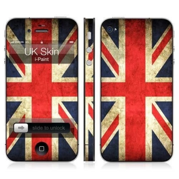 i-Paint UK Flag Skin, Skyddsfodral, Apple, iPhone 4 iPhone 4S, Blå, Röd, Vit