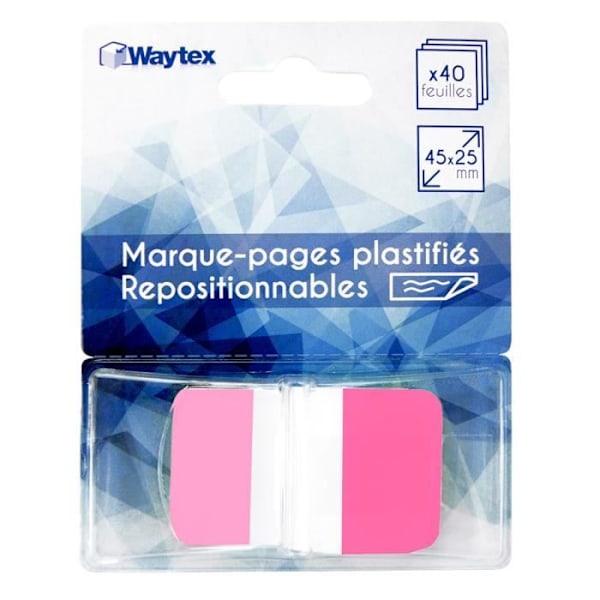 Självhäftande neonrosa laminerad bokmärkesautomat med 40 ark 4,5 x 2,5 cm kan flyttas
