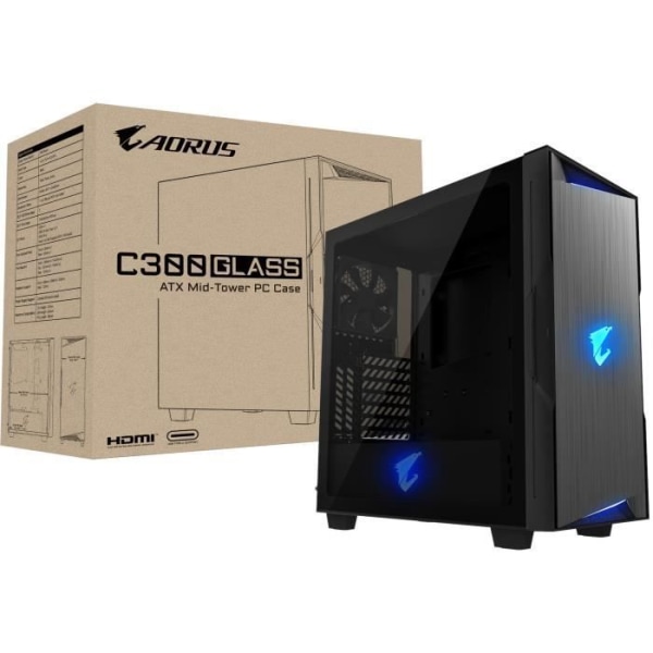 GIGABYTE AORUS GP-AC300G PC-FODRAL - Svart - Härdat glas - ATX-format (GB-AC300G)