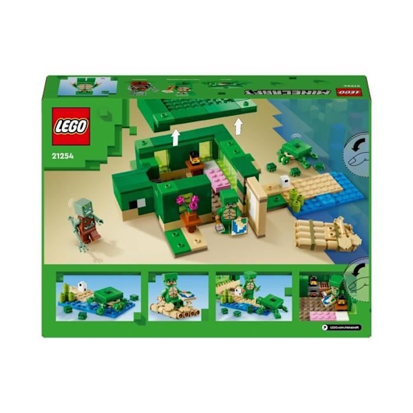 LEGO® 21254 Minecraft Turtle Beach House, leksak med tillbehör, minifigurer för videospelkaraktärer