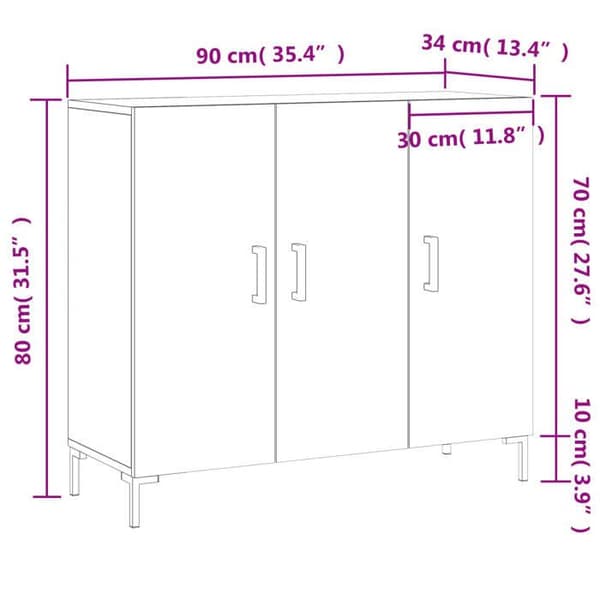 vidaXL Buffé eksonoma 90x34x80 cm ingenjörsträ 828111