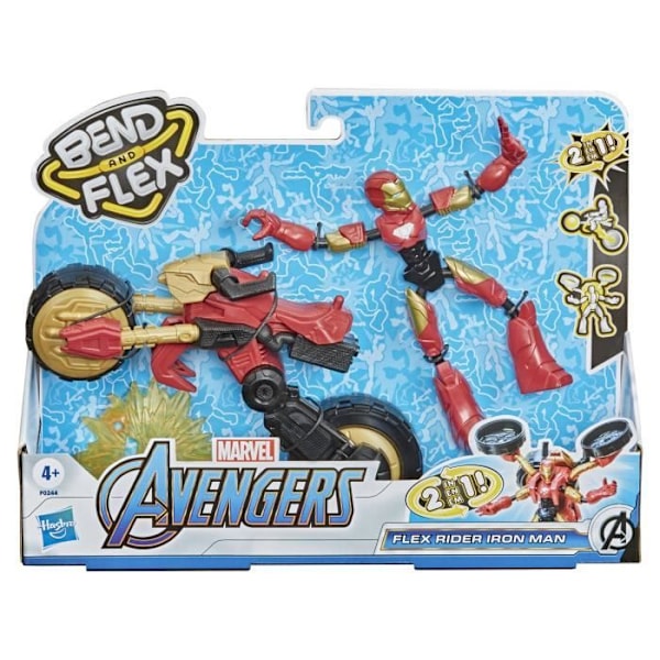 Iron Man Bend and Flex ledad figur med flexibel motorcykel - AVENGERS