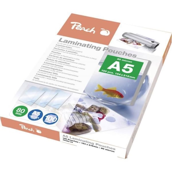 Peach lamineringspåse 510363 80 mikron blank DIN A5 100 st.