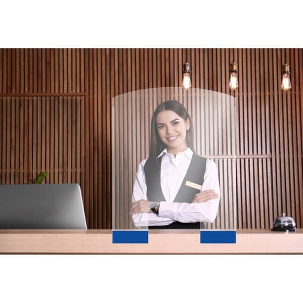 Skyddsvägg i plexiglas för receptionsdiskar, 850 x 700 mm