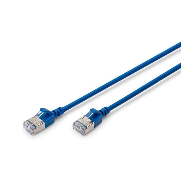 Ethernet-kabel Cat 6A - DIGITUS - 1,5 m - Slim - 10 Gbit/s - RJ45 - PoE+ - Blå
