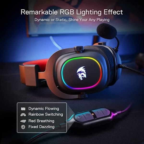 Trådbundet Spilledåse - Redragon - H510 Zeus - Surroundlyd 7.1 - Minneskum Øreputer - RGB