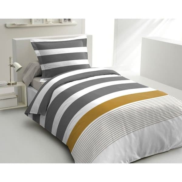 3-delad påslakan med percale av bomull 220x240 GRÅ och OCRE GRÅ och OKER