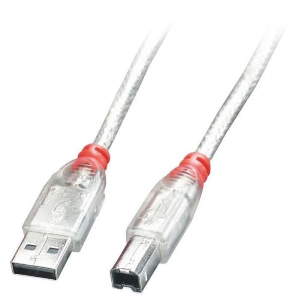 LINDY USB 2.0 Typ A/B-kabel - Transparent - 3m