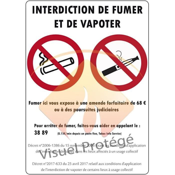 "No vaping and smoking" klistermärke A5-format - Säkerhetsskyltar Ref: 005636