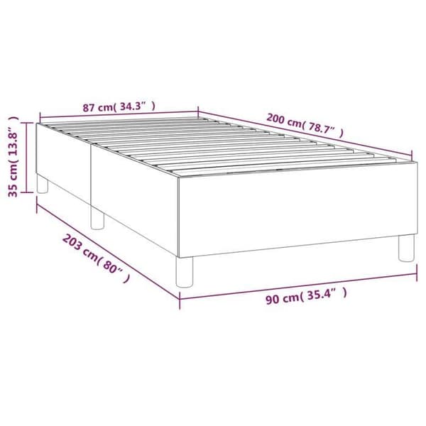 vidaXL Sängram med ribbor mörkgrå 90x200 cm tyg 3120930 mörkgrå