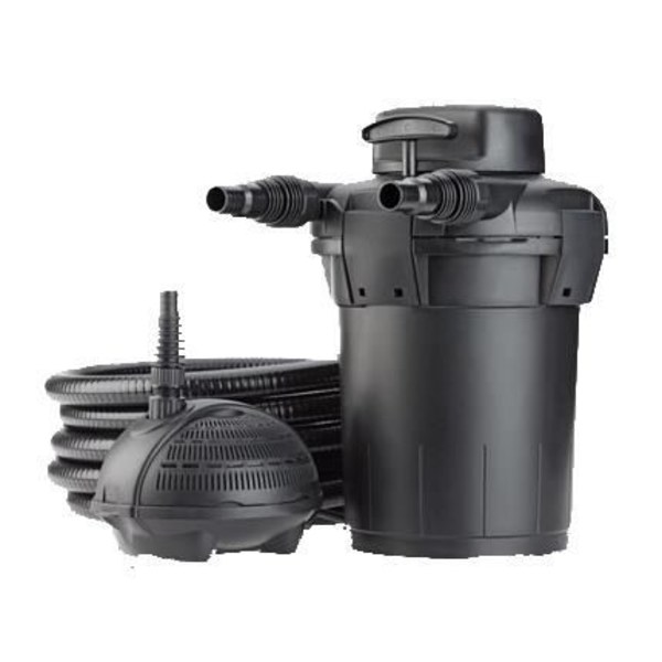 PondoPress Set 10000 filtreringssats - Pontec - Asymmetrisk svart - Garanterat klart vatten - 2500 l/h Qmax