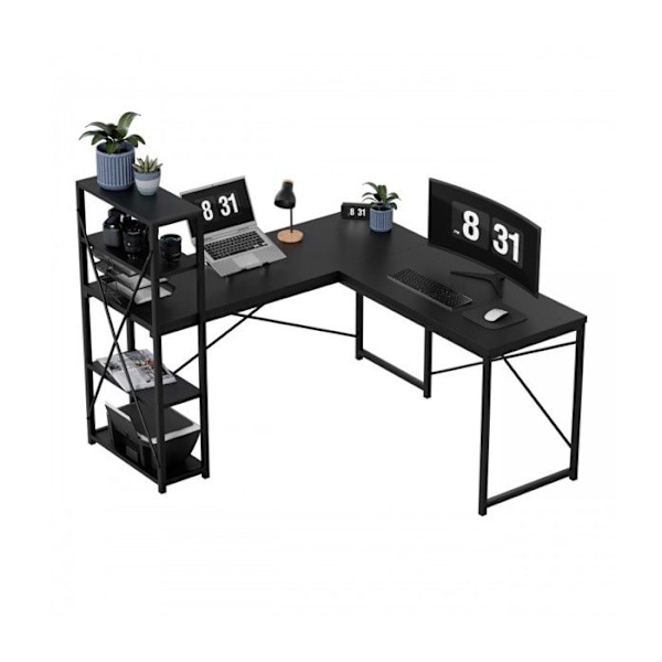 Hörnkontor - MARK ADLER - Ledare 5.9 - Svart - Kompakt design - Inbyggd förvaring Svart