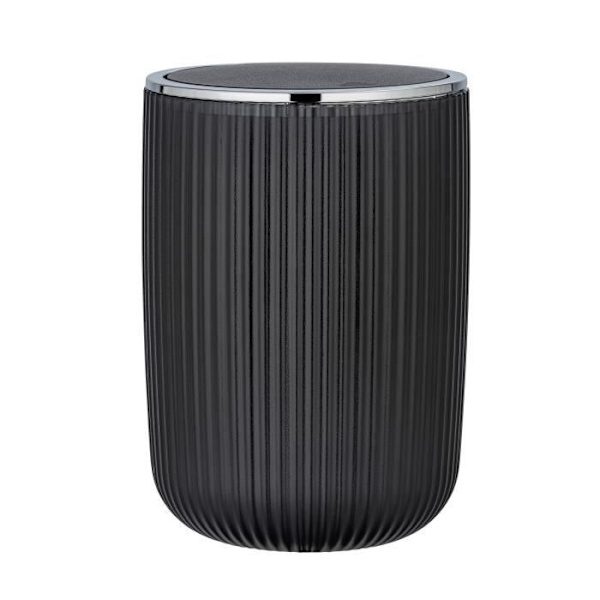 WENKO Liten Badrumskärl Agropoli L, Bin med gångjärnslock, Kapacitet 5,5L, Frostad plastyta, Grå