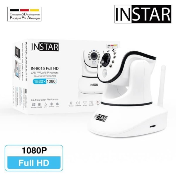 INSTAR IN-8015 Full HD WiFi IP övervakningskamera 1080P PIR ONVIF Rörelsedetektering inomhus WDR Motoriserad webbkamera P2P DDNS