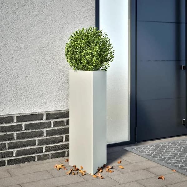 vidaXL Blomlådor 2 st vit triangulär 30x26x75 cm stål 851146