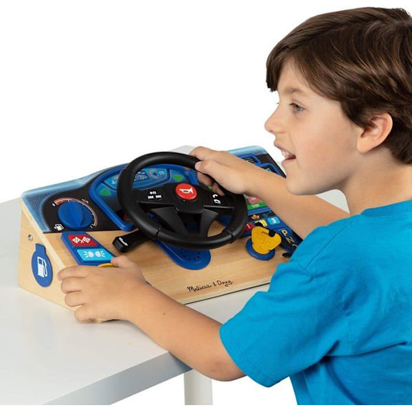 Melissa & Doug interaktiv instrumentbräda Vroom & Zoom wood junior Blå, svart och beige
