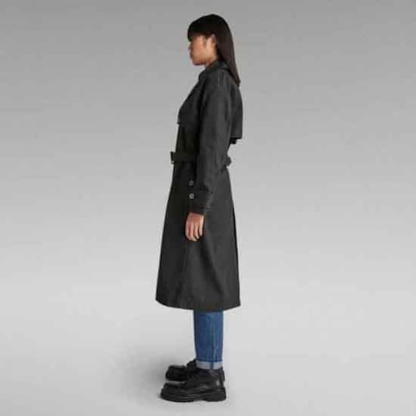 G-STAR RAW trenchcoat för kvinnor - hög modell - rå jeansblå färg - överdimensionerad skärning rå-denim M