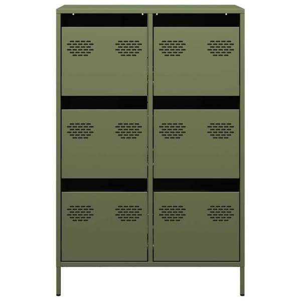 vidaXL Buffé hög olivgrön 68x39x101,5 cm stål 851224