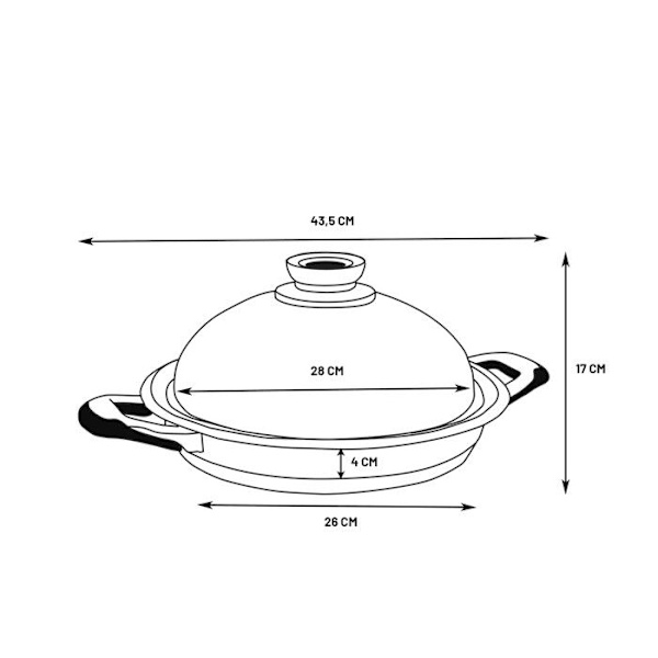 ECOVITAM | 18/10 grillpanna i rostfritt stål | Diameter 28cm | Alla värmekällor inklusive induktion | Integrerad termometer | Tillverkad i Italien | Grå