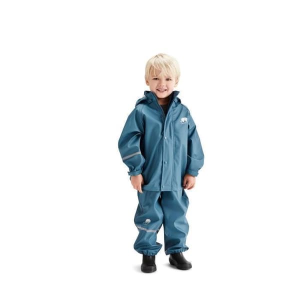 CeLaVi regndräkt Basic junior polyester mörkblå 2-delad marinblå 110 cm